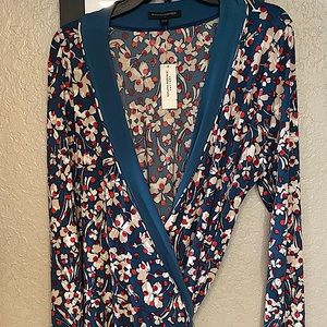 Banana Republic Blue Floral Wrap Dress